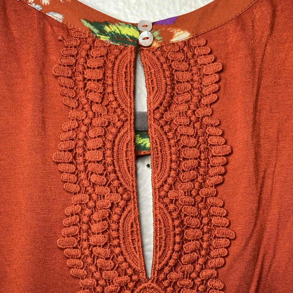 Daniel Rainn Rust Floral Sleeveless top PS NWT work shirt dress formal spring - Picture 7 of 7
